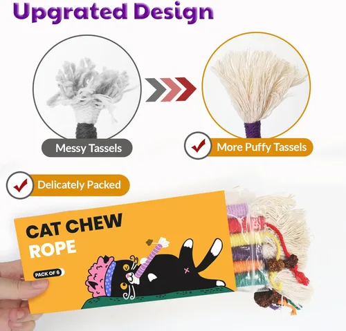 Vista 2 de Juguetes para gatitos, juguete masticable para limpieza de dientes, juguetes de cuerda de hierba gatera para gatitos de interior, juguetes