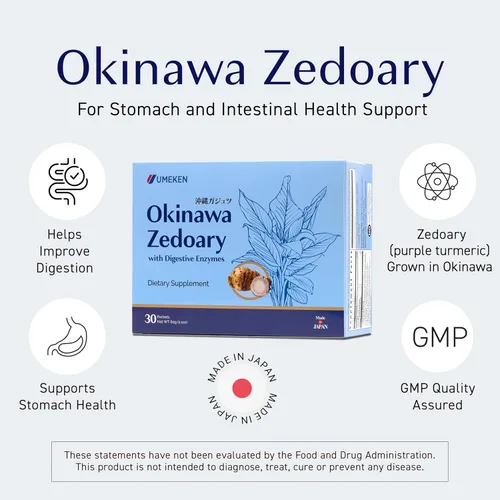 Vista 2 de Umeken Okinawa Zedoary - Cúrcuma púrpura con extracto de col fermentada, melón amargo y 5 enzimas digestivas, suplemento de salud intestinal