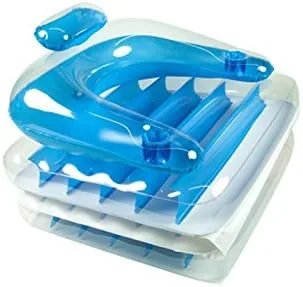 Vista 2 de Silla inflable azul para piscina o patio y tumbona, 74 pulgadas