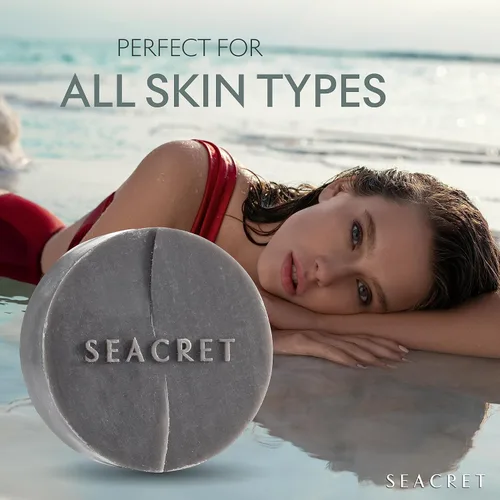 Vista 4 de SEACRET Dead Sea Mud Soap Bar - Deep Pore Purifying & Refining Facial Cleanser with 21+ Minerals and Witch Hazel, Natural Exfoliating Spa Bar for