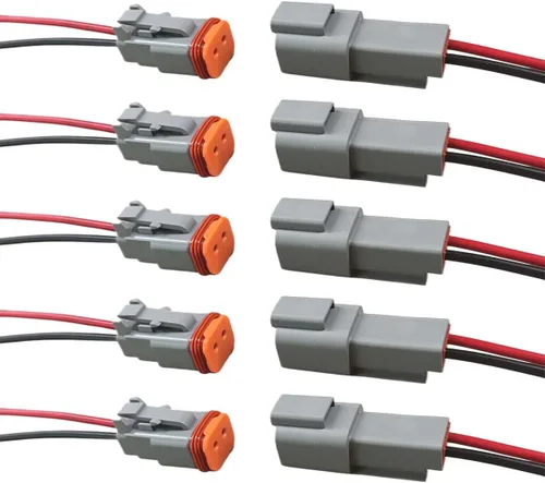 Conector eléctrico impermeable de 2 pines Deutsch para automóvil con cable de 17 AWG, arnés de cableado de enchufe macho y hembra automotriz de 2