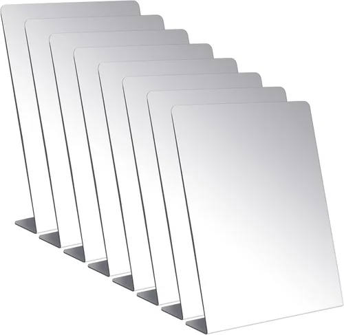 Vista 11 de Amyhill 2 piezas de espejo de mostrador independiente de autorretrato de una sola cara, acrílico de escritorio de cristal para mesa, dormitorio