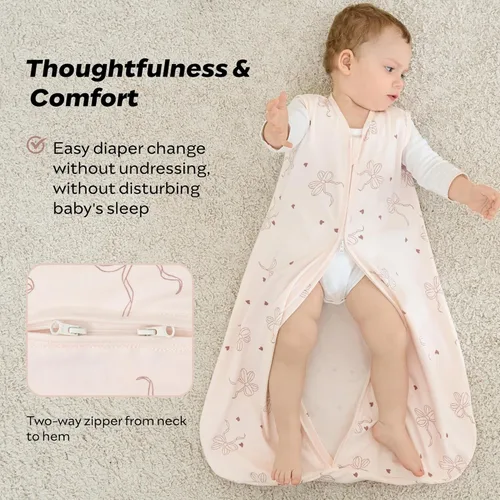Vista 5 de JELLYMONI Saco de dormir para bebé de 0 a 6 meses, 100% algodón, paquete de 3, 0.5 TOG, manta vestible para bebé, saco de dormir para bebé