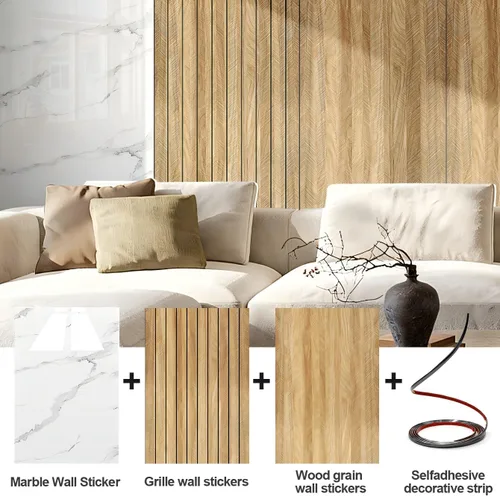 Vista 2 de Chejiaye Panel de pared 3D de grano de madera para despegar y pegar, 15.75 x 118 pulgadas, adhesivo de pared autoadhesivo insonorizado, papel Chapa