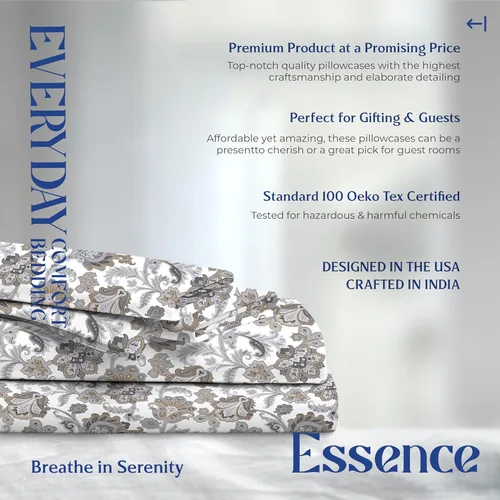 Vista 104 de Mayfair Linen Juego de sábanas de 4 piezas de tejido de percal de 100 % algodón orgánico, suave, refrescante, transpirable y con bolsillo profundo