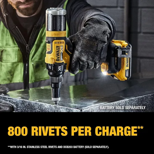 Vista 2 de DEWALT 20V MAX XR - Herramienta de remache inalámbrica, 3/16", solo herramienta principal (DCF403B)