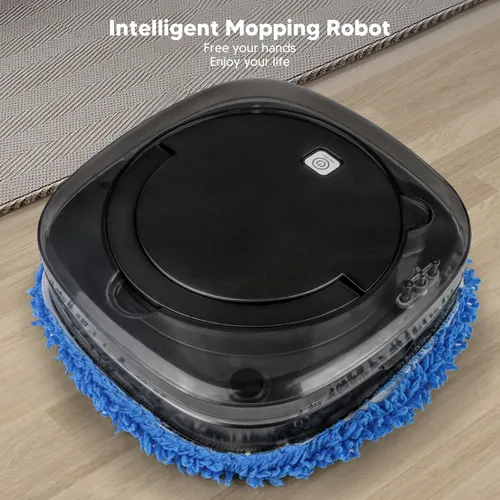 Vista 9 de Robot aspirador de limpieza húmeda, robot automático de trapeador de suelo con aspiradora de agua y trapeador (negro) - Carga USB