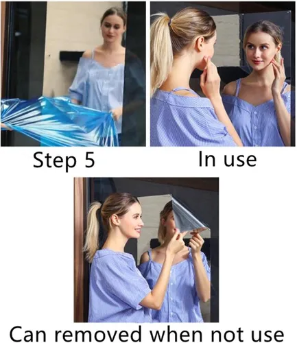 Vista 7 de Hojas de espejo flexibles, papel de espejo de 19.7 x 59 pulgadas, rollo de calcomanías autoadhesivas sin vidrio, azulejos autoadhesivos, hojas