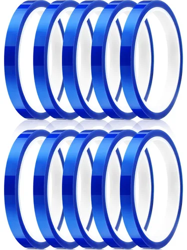 Vista 9 de Fainne 20 rollos de cinta térmica azul de 0.394 in x 32.8 ft (108 pies), resistente al calor de alta temperatura para prensa de transferencia