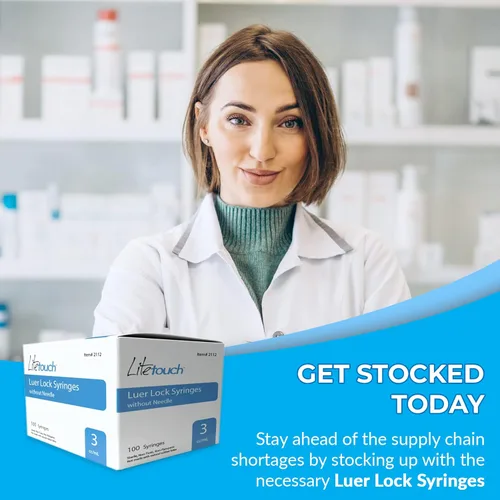 Vista 7 de Jeringa Luer Lock de 3 mL, estéril, sellada individualmente - 100 jeringas por caja (sin aguja)