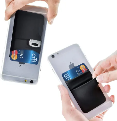 Vista 9 de Hoblaze Funda elástica para tarjetas de crédito, con bolsillo para tarjetas de crédito, funda adhesiva 3M, compatible con teléfonos inteligentes