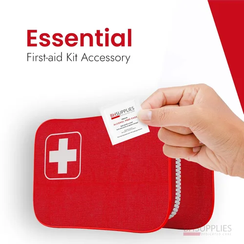 Vista 2 de BH Supplies Almohadillas de preparación de alcohol Grado médico, estériles, envueltas individualmente, 70% de alcohol isopropílico, mediano de 2
