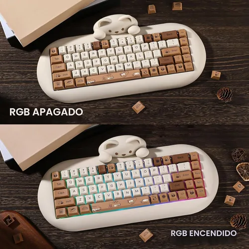 Vista 4 de YUNZII Coffee Cat Dye Sub PBT Keycaps, 152 teclas completas de sublimación por tinte, juego de teclas personalizadas con extractor de teclas