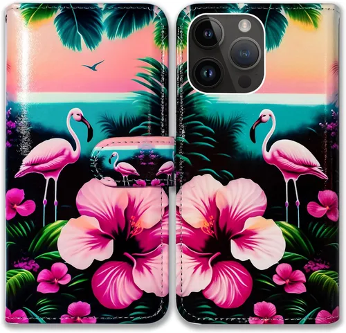 Vista 12 de Bcov Funda para iPhone 15 Pro, de piel con tapa y soporte para tarjeta y soporte para iPhone 15 Pro