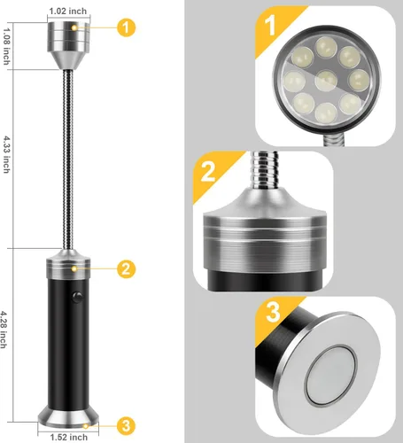 Vista 5 de KOSIN Luz de parrilla para barbacoa, base magnética, luces LED superbrillantes, cuello de cisne flexible de 360 grados, resistente a la intemperie