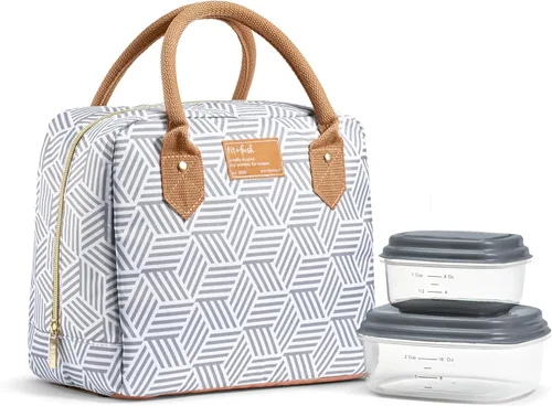 Vista 13 de Fit & Fresh Bolsa de almuerzo para mujer, bolsa de almuerzo aislada para mujer, para el trabajo, a prueba de fugas y resistente a las manchas