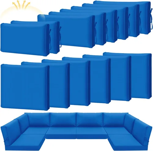 Vista 10 de Patelai 14 fundas impermeables para cojines de patio al aire libre, de 24 x 24 pulgadas, a prueba de rayos UV, fundas de asiento seccionales