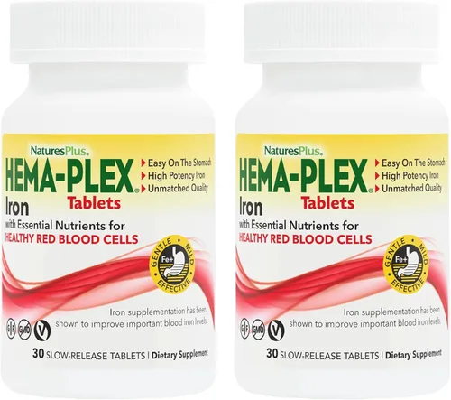 Vista 6 de NaturesPlus Hema-Plex Iron - 30 tabletas de liberación lenta - 85 mg de hierro quelado - Salud total de la sangre - con vitamina C y bioflavonoides