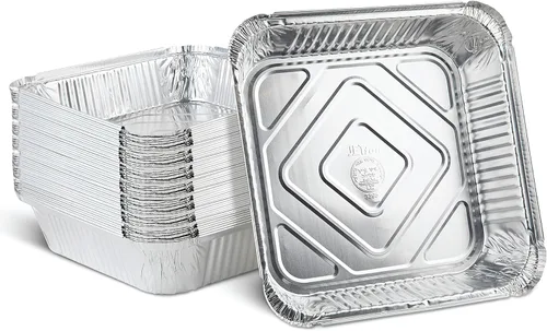 Vista 6 de PLASTICPRO Moldes de aluminio desechables de 9 x 9 x 2 pulgadas para hornear, utensilios de cocina perfectos para hornear pasteles, panes, brownies