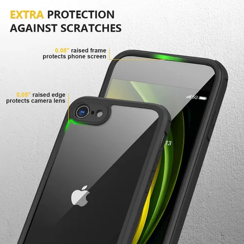 Vista 6 de Miracase Funda para iPhone SE de 3ª/2ª generación 2022 2020 de cuerpo completo con protector de pantalla de vidrio integrado, resistente protección