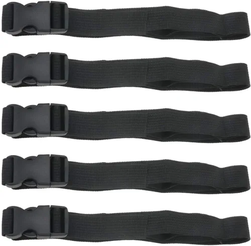 Vista 6 de 5 piezas de correas de amarre negras de nylon de 1" x 39.37" (3.28 pies) Correas ajustables con hebillas de bloqueo de leva de alta resistencia
