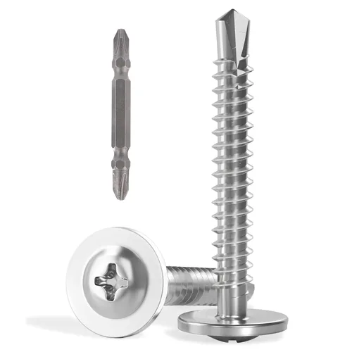 Vista 19 de VGBUY 320 piezas de tornillos autoperforantes para metal, #6 x 1/2 pulgada de acero inoxidable 410 tornillos autorroscantes para chapa de metal