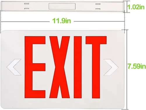 Vista 6 de Señal de salida LED ultra delgado, luces de salida de emergencia con letra roja, 1.6W, 10 lúmenes, montaje universal de doble cara (paquete de 1)