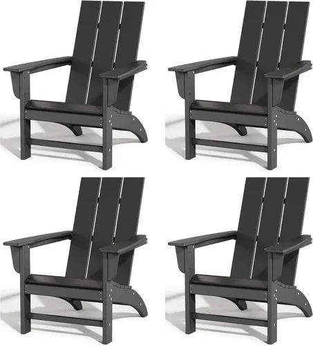 Vista 20 de Silla Adirondack de Madera Sintética Adiromoti, Sillas de Patio Resistente a Todo Clima, Aspecto de Madera, Silla Pre-Ensamblada para Fuego al Aire