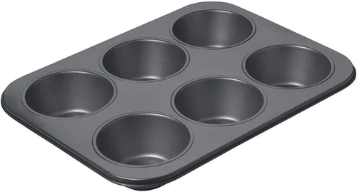 Chicago Metallic Molde profesional antiadherente para magdalenas de 6 tazas, haz hasta 6 magdalenas grandes, cupcakes, quiches, huevos y más, 14 x