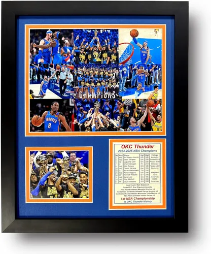 Oklahoma City Thunder (OKC) 2024-2025 NBA Finals Champions | Recuerdos coleccionables de baloncesto | Imagen enmarcada y regalo de collage de fotos,