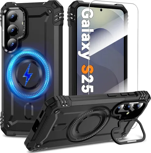Vista 23 de Funda magnética para Samsung Galaxy S25+ Plus/Galaxy S24+ Plus [Soporte de anillo de cámara integrado] [Protector de pantalla]