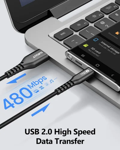 Vista 5 de SUNGUY Paquete de 3 cables USB C cortos de 6 pulgadas, 3 A USB A a USB C, cable de carga rápida, transferencia de datos, trenzado, compatible