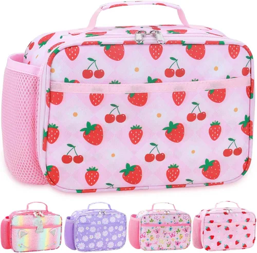 Vista 8 de RHCPFOVR Lonchera para niños – Lonchera aislada para niños y niñas, bolsa de almuerzo lavable y lonchera reutilizable para preescolar a prueba