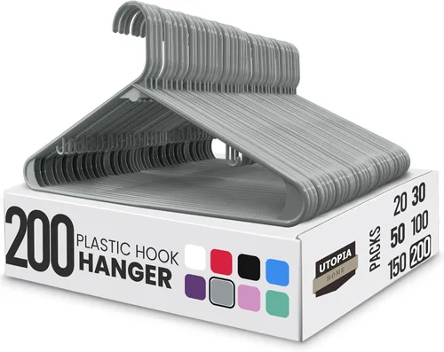 Vista 10 de Perchas de plástico Utopia Home, paquete de 50 - Percha para ropa con ganchos - Duradera y ahorradora de espacio (Agua)