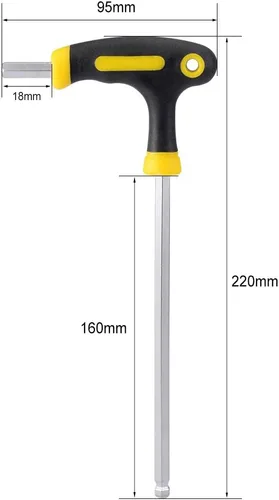 Vista 2 de uxcell Llave hexagonal magnética con mango en T de punta de bola métrica de 0.236 in