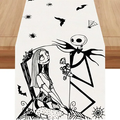 Camino de mesa de Halloween, decoración de mesa de Halloween, hogar, cocina, comedor, decoración de mesa de Navidad, Navidad, invierno, decoraciones