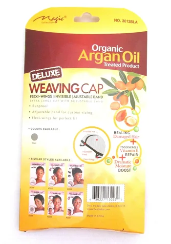 Vista 2 de Magic Organic Argan Oil Deluxe 3012 - Gorra de tejido (6 unidades), ala Feexi, invisible ajustable, a prueba de correr, banda ajustable