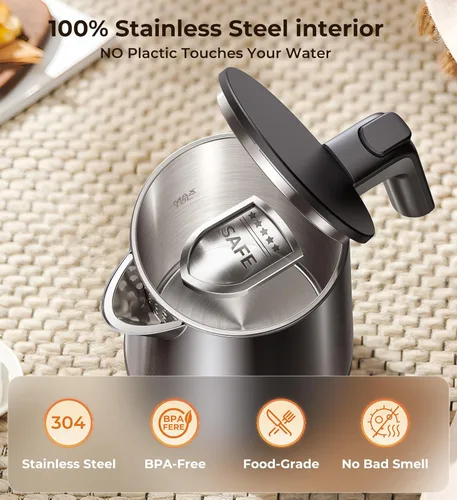 Vista 5 de SSYFEI - Hervidor Eléctrico, 1.0L 1200W de Calentamiento Rápido con Apagado Automático, a Prueba de Ebulllición en Seco, Tetera con 7 Controles