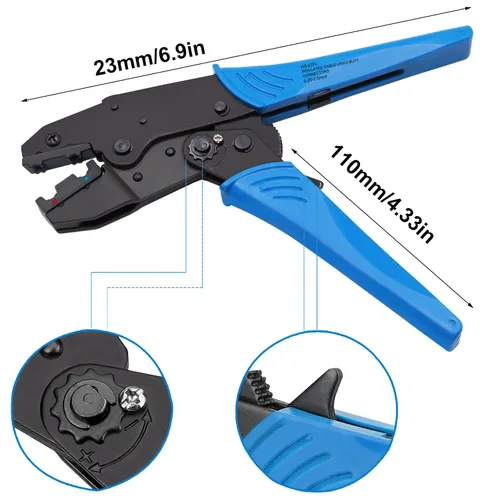 Vista 5 de smseace HS-07FL Alicates de crimpado de trinquete utilizado para engarzar 1.5-2.5 mm² (15-13 AWG) para conectores de terminales hembra, herramientas