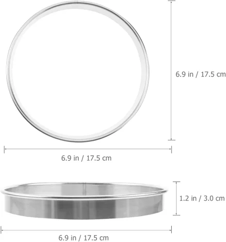 Vista 3 de Yardwe Anillo de cocina para pizza de 9.05 pulgadas, herramienta de hornear de acero inoxidable, anillo de cocción profunda para añadir coberturas