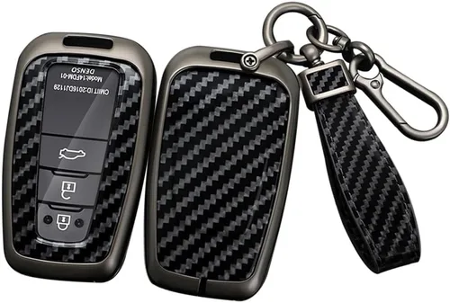 ontto Funda para llavero con patrón de carbono compatible con Toyota Camry RAV4 Avalon C-HR Prius Corolla Highlander GT86 2018 en adelante,
