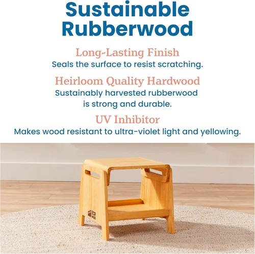 Vista 7 de ECR4Kids Taburete para sentarse o escalonar, muebles para niños, miel