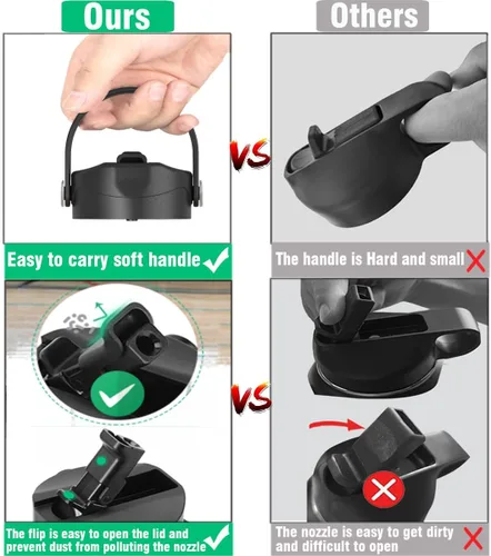 Vista 5 de Tapa de popote para botella de agua de boca ancha Hydro Flask de 32 onzas y 40 onzas, tapas superiores con popote para boca ancha Hydroflask