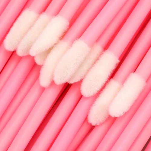 Vista 5 de 100 piezas de aplicadores de brillo labial, pinceles desechables aplicadores de brillo labial varitas de brillo labial aplicadores kit de Rosa bebé