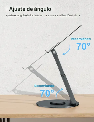 Vista 5 de tounee - Soporte telescópico para computadora portátil para escritorio con base giratoria de 360°, de sentado a de pie, altura ajustable, elevador