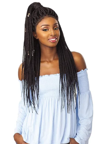 Vista 2 de Sensationnel Cloud9 - Peluca de encaje suizo de 4 x 4 pulgadas, tamaño grande, caja trenzada grande (2 [marrón oscuro])