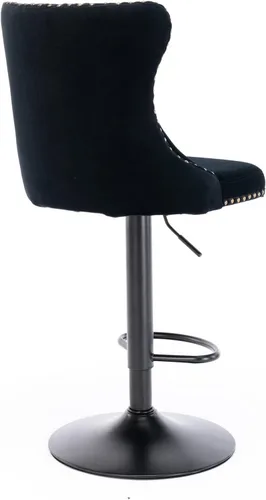 Vista 4 de LKTART Juego de 2 taburetes de bar giratorios con altura de asiento ajustable, taburetes de bar tapizados de terciopelo con base cromada