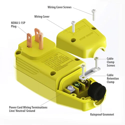 Vista 3 de Tower Manufacturing 30434009 - Enchufe GFCI de ángulo recto de 15 amperios, color negro