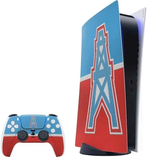 Vista 6 de Skinit Calcomanía para juegos compatible con PS5 Bundle – Diseño oficial de NFL Houston Texans en blanco y negro