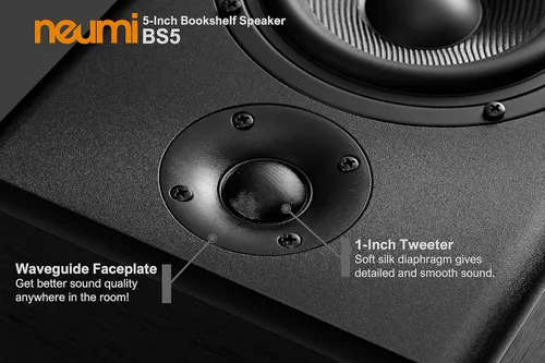 Vista 5 de NEUMITECH NEUMI BS5 - Altavoces pasivos para estantería, woofer de 5 pulgadas, tweeter de 1 pulgada, madera oscura, 1 par